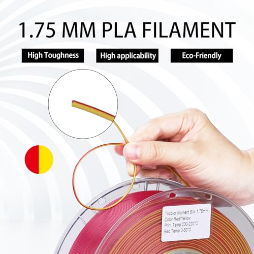 1KG 3D Printer Filament Bundle, 3 D PLA Printing Filament 1.75mm, Dual Color, +/-0.03mm, 1kg/2.2lbs Silk Golden Red - color: Gold & Red