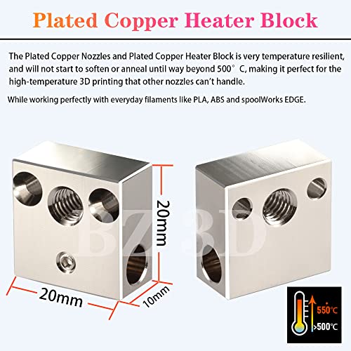 Ender 3 All Metal Hotend Upgrade Kit,High Temperature MK8 Plated Copper Nozzle,Heater Block,for Ender 3/V2/Pro/Max/Ender 5 /Pro/Plus/CR-10/10S/S4/S5 3D Printer - style: Plated Copper Kit