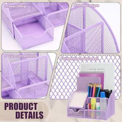 13-in-1 Office Desk Organizer Set for Back to School Supplies Accessories - color: Purple