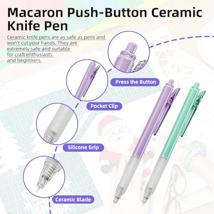10 Pcs Retractable Ceramic Craft Cutters for DIY Scrapbook & Art Projects