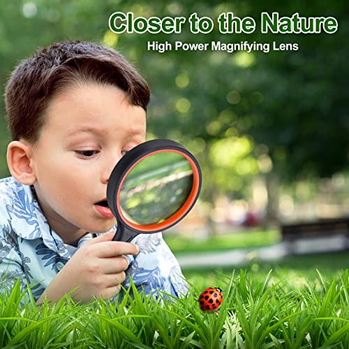 2PCS Magnifying Glass, 10X Large Handheld Magnifier for Kids/Seniors