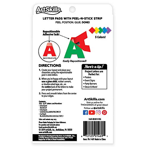 ArtSkills Poster Letters 2.5” Paper Letters for Poster Board Projects, Classroom Bulletin Boards, Sign Making Supplies, Classic, 335 Pieces - color: Classic, size: 2.5 in