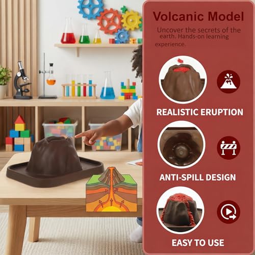 jarbins 10Pcs Volcanic Model School Figure Model Experiment for Volcano Science Kit Volcano Eruption Toy DIY Demonstration Props