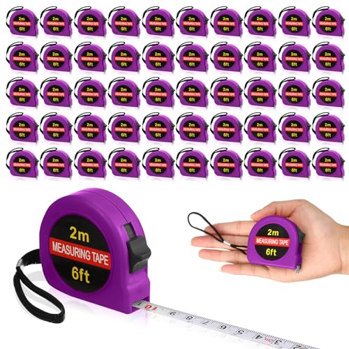 Copkim 50 Pcs 6 Ft Mini Tape Measures, Retractable, Metric and Inch, Purple - color: Purple
