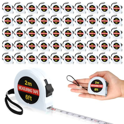 Copkim 50 Pcs 6 Ft Mini Tape Measures, Retractable, Metric and Inch, White - color: White