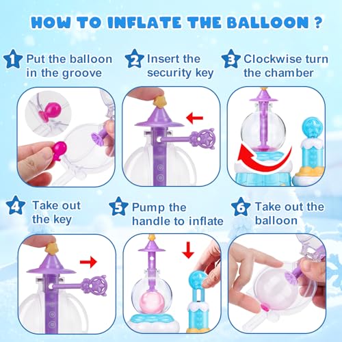 Amy&Benton 195pcs Princess DIY Sticky Balloons with Pump Kids Craft Kits - color: Princess Blue