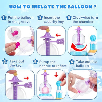 Amy&Benton 195pcs Princess DIY Sticky Balloons with Pump Kids Craft Kits - color: Princess Blue