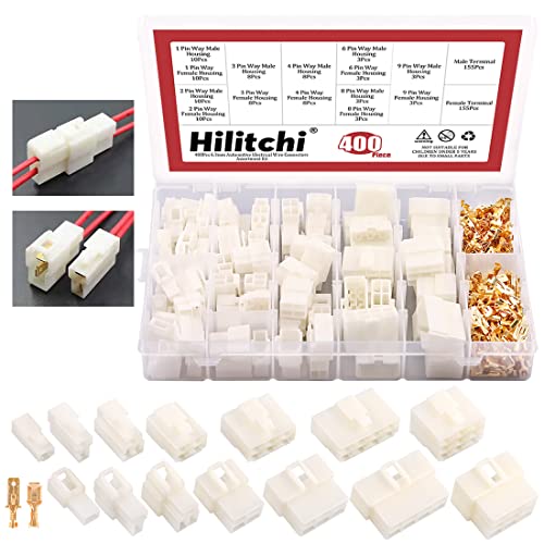 Hilitchi 6.3MM Electrical Automotive Wire Connectors Male Female Socket Plug Terminal for Motorcycle Car (Assortment Kit-400Pcs) - color: Assortment Kit-400Pcs