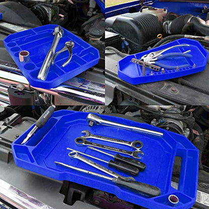 3pcs Large Non-Slip Flexible Silicone Tool Tray, Mechanic Tool Mat, Tool Organizer, Tool Storage, Tool Holder, Grip Mats, No Magnets, Christmas Day Gift for Men, Father’s Day Gift - color: Blue