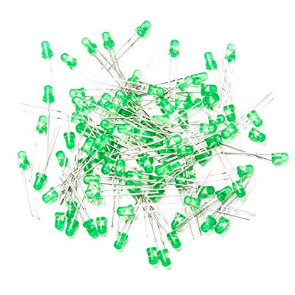CHANZON 100 pcs 3mm Green Diffused LED Diode Lights (DC 3V 20mA) - color: H) Green-green (100pcs)