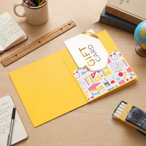 ReliThick Teacher Appreciation Gift Card Holder 5 Slots, 4.3 x 3.5 Inch Thank You Teacher Gift Card Booklet Sleeves Postcard Money Booklet Holder for Appreciation(Pencil Style) - style: Pencil Style