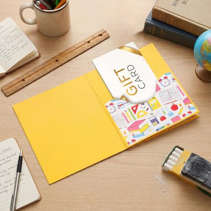 ReliThick Teacher Appreciation Gift Card Holder 5 Slots, 4.3 x 3.5 Inch Thank You Teacher Gift Card Booklet Sleeves Postcard Money Booklet Holder for Appreciation(Pencil Style) - style: Pencil Style