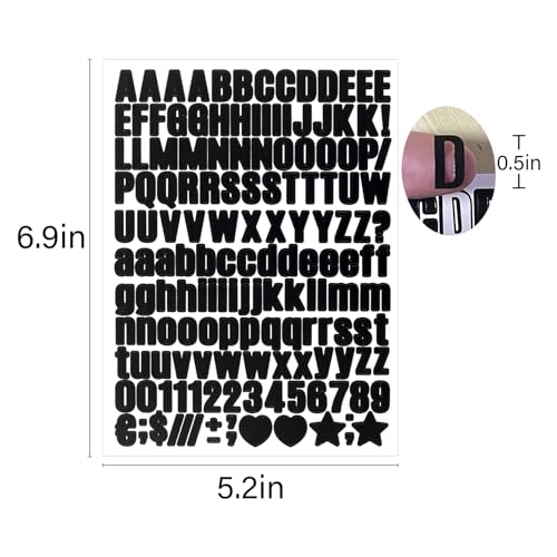 Letter Stickers,Mailbox Numbers,0.5 Inch Waterproof Vinyl Alphabet - color: Black, size: 0.5 Inch