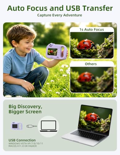 Kids Microscope Camera, 1000X Digital Microscope with Flip-Up Camera - color: Purple