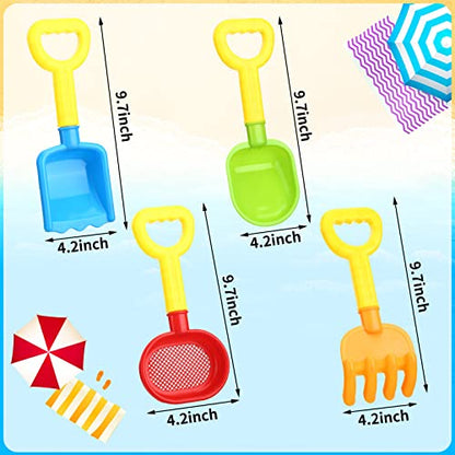Skylety 8 Pcs Sand Shovels for Kids Beach Toys Plastic Rake Sifter - style: Vivid Style