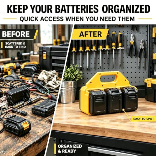 6 Slot Battery Holder for DeWalt 20V/60V, Battery Storage Rack - size: DW-6