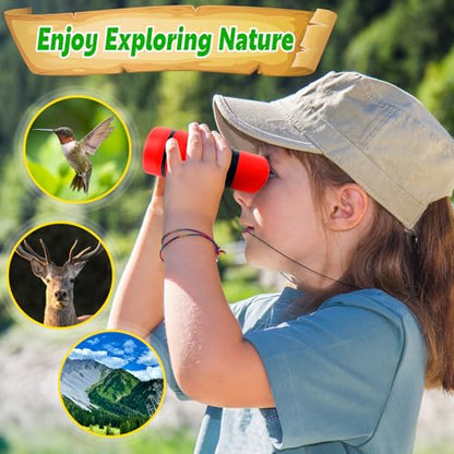 Binoculars for Kids, Kids Binoculars for 3-12 Boys Girls, Outdoor Toys - color: Red