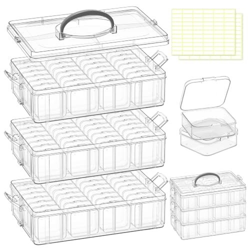 DILIBRA Bead Organizer Box, 3-Tier Stackable 84 Pcs Craft Storage Boxes - color: 3-Tire 84 Pcs