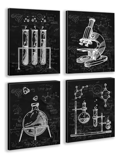 Chemistry Wall Art Black and White Science Exploration Decor 10x8Inch - color: 8x10inch (Framed)l