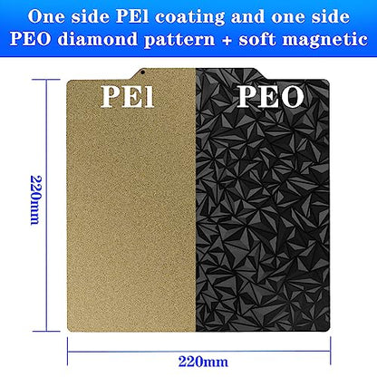 3D Print Bed Textured PEI Surface + Smooth PEO Surface Build Plate 310x310mm for CR-10, Artillery SW-X1/X2, Anet A8 Plus 3D Printer Platform（No Magnetic Base） - size: 310*310mm, style: Textured PEI+Smooth PEO (No Magnetic Base)