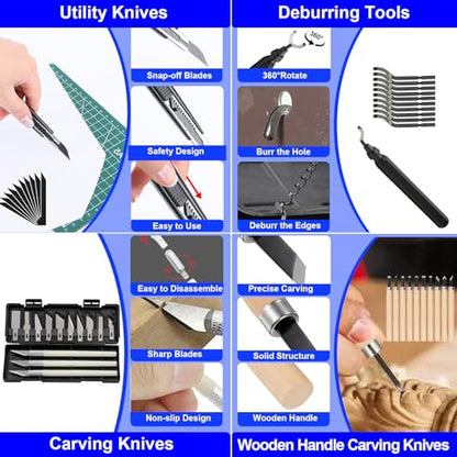 3D Printer Tool Kit, 202 Pcs 3D Printer Accessories Includes Deburring Tool, Removal Tools, Digital Caliper, Cutting Mat, Carrying Case, 3D Printing Tool Kit for Finishing, 3D Print Removing, Cleaning