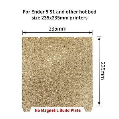 IdeaFormer-3D Double Sided Textured PEI Sheet 235x235mm, Flexible PEI Spring Steel (No Magnetic Build Plate) for Creality K1C/K1/SE/Ender 5 S1/Ender 3/Ender 3 Pro/Ender 3 V2/Ender 3 S1 Pro/Ender 3 Neo - color: Double Sided Textured Gold PEI