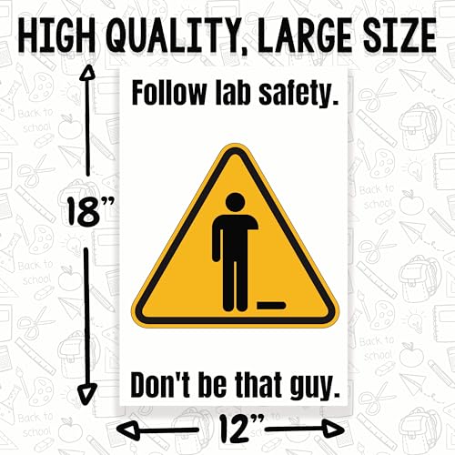 Printlabz Follow Lab Safety Classroom Poster - Science Chemistry - 12 x 18 Inch - Classroom Decor