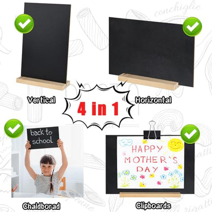 3 Pack Small Chalkboard Signs with Wood Stand 6 x 8 inch Tabletop Chalkboard Sign Double-Sided Message Menu Boards for Kitchen Wedding Bar and Restaurant