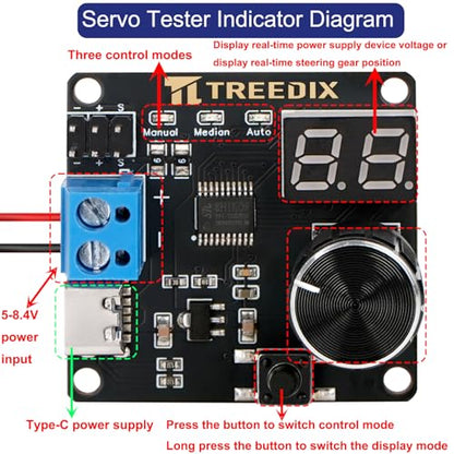 Treedix 2pcs Digital RC Servo Tester DC5V-8V 3 Modes w/Over-Current Protect