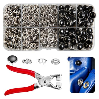 NXTOV 100 Set Pearl Snaps Button Kit with Fastener Pliers - color: Black