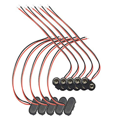 9V Battery Connector, 10 Pack 9 Volt Battery Clip Connector, 9V Battery Clip Adapter with Wire and Hard Buckle Plastic Housing (T-Type)