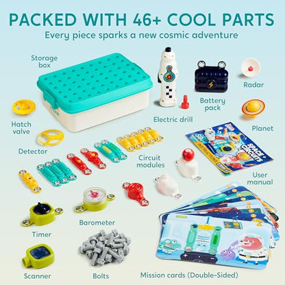 JOVA Klever Kits 50+ Projects Space Circuits - Electronics Kit for Kids with 46+ Components, Electronic STEM Toy Educational Science Kits for Kids Aged 5 6 7 8+