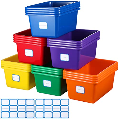Hoolerry 24 Pack Classroom Storage Bins, 11.5 x 7.5 x 5 Inch, Colorful