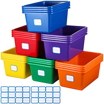 Hoolerry 24 Pack Classroom Storage Bins, 11.5 x 7.5 x 5 Inch, Colorful