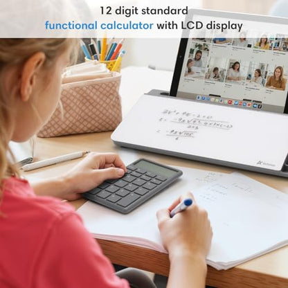 Varhomax Glass Desk Whiteboard with Calculator - color: Calculator-gray&white