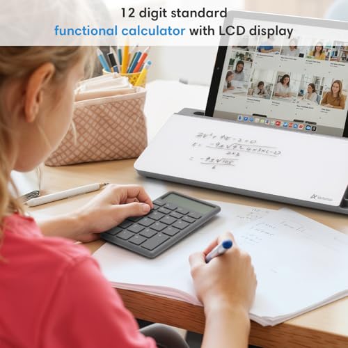 Varhomax Glass Desk Whiteboard with Calculator - color: Calculator-gray&white