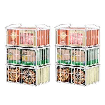 Freezer Organizer Bins, 6 Pack Enlarged Baskets for 5-9 Cu.FT Deep Freezer - color: white 6 pack