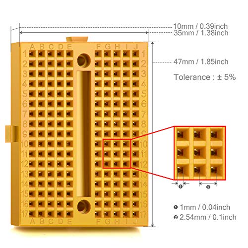 Chanzon 6 pcs Mini Breadboard with 170 Tie Points SYB-170 Solderless Prototype Kit (6 PCB Bread Board Plus Adhesive Back for Small DIY Kits Arduino Raspberry rasp Pi Proto Project (Pack of 2) - size: 3) 170pin 6pcs (Pack of 2)