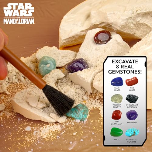 STAR WARS The Armorer Gemstone Dig, Reveal 8 Real Gemstones Inside The Armorer's Helmet, Including Amethyst, Quartz, Red Agate, Toys, Science Kits for Kids Age 8-12, Excavation Toys - color: Gem Dig Kit