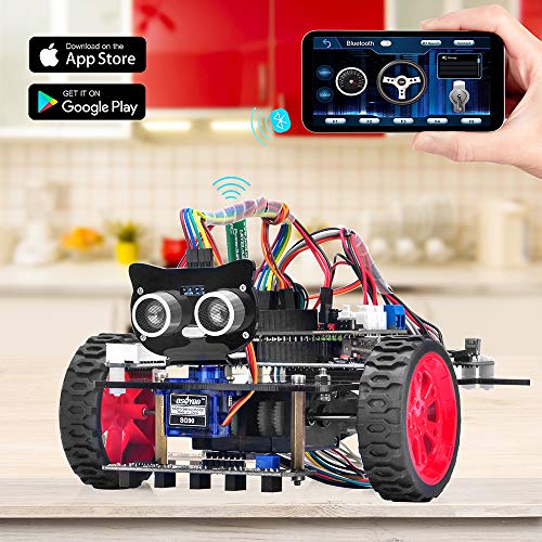 OSOYOO Model 3 Robot Car DIY Starter Kit for Arduino,Educational Motorized Robotics, Remote Control App, Learning How to Code, IOT Mechanical Coding for Teens and Adults - style: Model3 Robot car Without battery