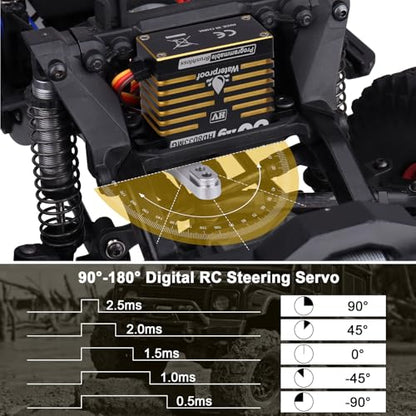 HobbyPark Waterproof 80kg Servos Brushless Motor High Torque RC Steering Servo Fast Speed Standard HV Stainless Steel Metal Gears for 1/8 1/10 RC Crawler Cars Truck Buggy 180° Programmable