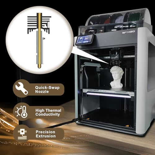 IdeaFormer-3D 2Pcs 0.4mm P2S H2S H2D Hotend, Detachable Hardened Steel Nozzle Print Head Hotend Extruder Kit for Bambu Lab P2S/H2S/H2D/H2D Combo/A1/Mini 3D Printer Accessories - style: 2Pcs 0.4mm H2D H2S Hotend