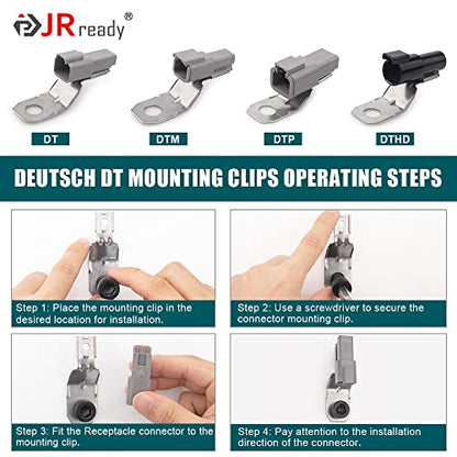 JRready ST6355 Connector Accessory Kit，8pcs Mounting Clips are Installed On The Receptacle to Mount Deutsch DTM-DTP-DT Series Size 2/3/4/6/12 Pin Connectors with Work