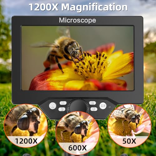 Koolertron 7 Inch LCD Digital Microscope 12MP 1080P with 32G TF Card - size: 7 inch (LCD and 32GB TF Card and Remote Control)