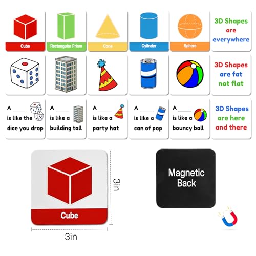 Magnetic 3D Shapes Flash Cards, with Verse Reference - color: 3d Shapes & Pictures-18p,colorful
