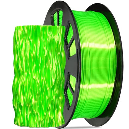 Silk Lime Green PLA Satin Shiny 3D Printer Filament, 1.75mm Diameter 1kg Spool 2.2lbs for FDM 3D Printers - color: Lime Green