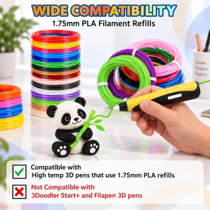 Yungden 3D Pen Filament Refills, 20 Colors, 1.75mm PLA 3D Printing Threads - color: 20 Colors
