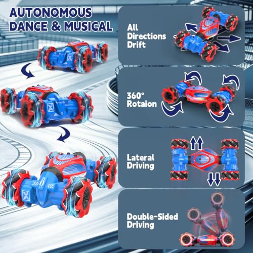 Remote Control Car - RC Drift Car Gesture Sensing Toy Boy Age 6-8-12 Gifts - color: Red