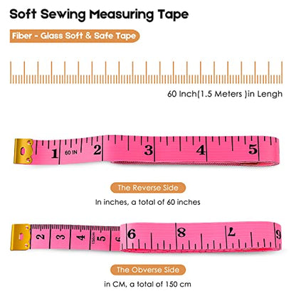 iBayam 2 Pack Tape Measure Measuring Tape for Body Fabric Sewing 60"/150cm - color: Pink & Black