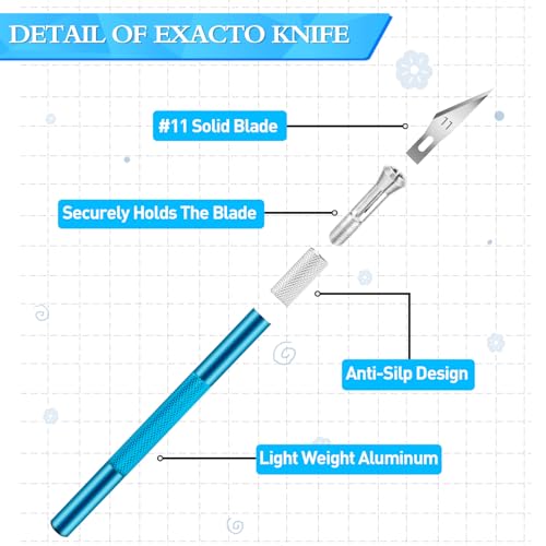 JETMORE Exacto Knife Set, Craft Knife with 30#11 Blades for Scrapbooking - color: Purple-gold-blue-33pcs